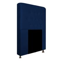 Cabeceira Estofada Brenda 90cm para Cama Solteiro Botonê Suede Azul Marinho