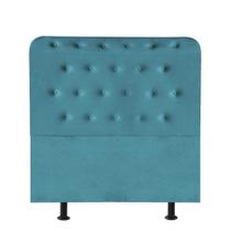 Cabeceira Estofada Brenda Botonê 100cm Solteiro Para Cama Box Quarto Suede Azul Turquesa - Ahazzo Móveis