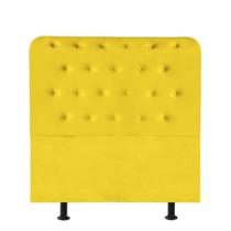 Cabeceira Estofada Brenda Capitonê 100 cm Solteiro Quarto para Cama Box Suede Amarelo - Damaffê Móveis