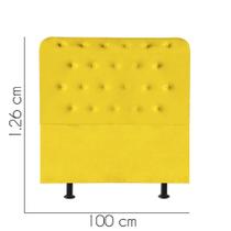 Cabeceira Estofada Brenda Capitonê 100 cm Solteiro Quarto para Cama Box Suede Amarelo - KDAcanto Móveis