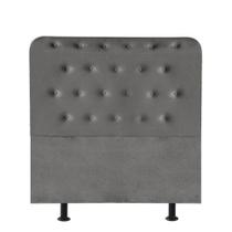 Cabeceira Estofada Brenda Capitonê 100 cm Solteiro Quarto para Cama Box Suede Cinza Escuro - Damaffê Móveis
