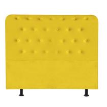 Cabeceira Estofada Brenda Capitonê 160 cm Queen Size Quarto para Cama Box Suede Amarelo - KDAcanto Móveis