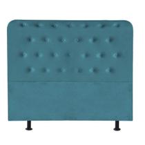 Cabeceira Estofada Brenda Capitonê 160 cm Queen Size Quarto para Cama Box Suede Azul Turquesa - KDAcanto Móveis