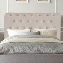 Cabeceira Estofada Brenda Capitonê 160 cm Queen Size Quarto para Cama Box Suede Bege - Damaffê Móveis