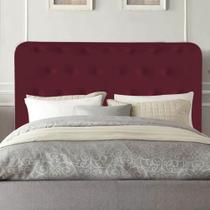 Cabeceira Estofada Brenda Capitonê 160 cm Queen Size Quarto para Cama Box Suede Bordô - Damaffê Móveis