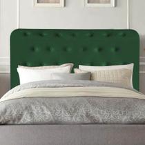 Cabeceira Estofada Brenda Capitonê 195 cm King Size Quarto para Cama Box Suede Verde - Damaffê Móveis