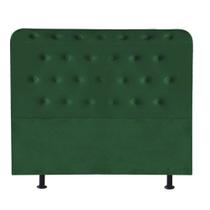 Cabeceira Estofada Brenda Capitonê 195 cm King Size Quarto para Cama Box Suede Verde - KDAcanto Móveis