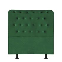 Cabeceira Estofada Brenda Capitonê 90 cm Solteiro Quarto para Cama Box Suede Verde - Damaffê Móveis