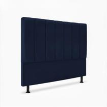 Cabeceira Estofada Cama Box Carla Queen - Veludo Azul Marinho