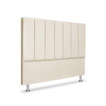 Cabeceira Estofada Cama Box Casal 140 cm Carla Premium - Veludo Bege Claro