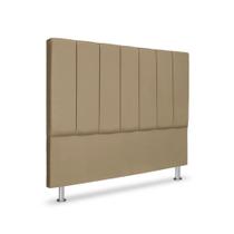 Cabeceira Estofada Cama Box Casal 140 cm Carla Premium - Veludo Bege Escuro