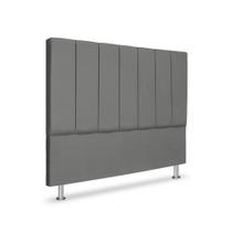 Cabeceira Estofada Cama Box Casal 140 cm Carla Premium - Veludo Cinza Grafite