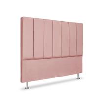 Cabeceira Estofada Cama Box Casal 140 cm Carla Premium - Veludo Rose