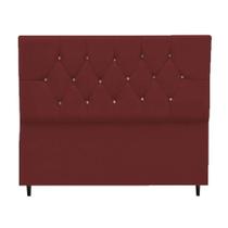 Cabeceira Estofada Cama Box Casal 140 Cm Geovana Suede Bordô
