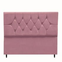 Cabeceira Estofada Cama Box Casal 140 cm Geovana Suede Rosê