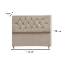 Cabeceira Estofada Cama Box Casal 140 Cm Suede Dubai bege