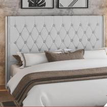 Cabeceira Estofada Cama Box Casal 1,40 Florenze para Quarto em Veludo Cinza Larbelle