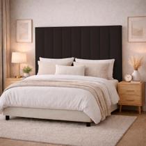 Cabeceira Estofada Cama Box Casal 1,40m Capri Linho Marrom