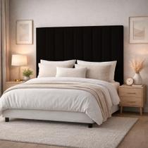 Cabeceira Estofada Cama Box Casal 1,40m Capri Suede Marrom