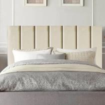Cabeceira Estofada Cama Box Casal 1,40m Carla Suede Bege