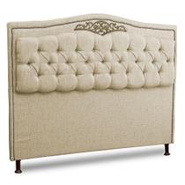 Cabeceira Estofada Cama Box Casal Belize 140Cm Linho Areia