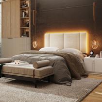 Cabeceira Estofada Cama Box Casal com LED Splend 140 cm Cabeceira Estofada Cama Box Casal com LED Splend 140 cm