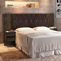 Cabeceira Estofada Cama Box Casal e Queen 4 Gavetas 2 Nichos