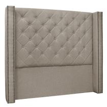 Cabeceira Estofada Cama Box Casal King Size Alteza 195cm Linho Rústico Areia - Abmaza Cabeceira Estofada Cama Box Casal King Size Alteza 195cm Linho Rústico Areia - Abmaza