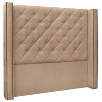Cabeceira Estofada Cama Box Casal King Size Alteza 195cm Suede Bege - Desk Design Cabeceira Estofada Cama Box Casal King Size Alteza 195cm Suede Bege - Desk Design
