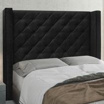 Cabeceira Estofada Cama Box Casal King Size Alteza 195cm Suede Preto - Abmaza Cabeceira Estofada Cama Box Casal King Size Alteza 195cm Suede Preto - Abmaza