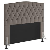 Cabeceira Estofada Cama Box Casal King Size Greta 193cm com Frame Suede Bege - Desk Design Cabeceira Estofada Cama Box Casal King Size Greta 193cm com Frame Suede Bege - Desk Design