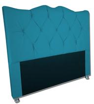 Cabeceira estofada cama box casal para quarto Rita 140 cm Azul Turquesa-Anchar Estofados