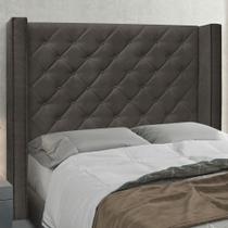 Cabeceira Estofada Cama Box Casal Queen Size Alteza 160cm Suede Cinza - Abmaza Cabeceira Estofada Cama Box Casal Queen Size Alteza 160cm Suede Cinza - Abmaza