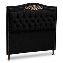 Cabeceira Estofada Cama Box Casal Queen Size Belize 160cm Corino Preto - Desk Design