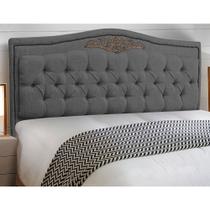Cabeceira Estofada Cama Box Casal Queen Size Belize 160cm Linho Grafite - Abmaza