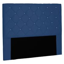 Cabeceira Estofada Cama Box Casal Queen Size Tânia 160cm Suede Azul Marinho - Desk Design