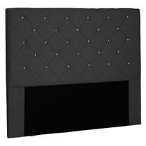 Cabeceira Estofada Cama Box Casal Tânia 140cm Suede Preto - Desk Design Cabeceira Estofada Cama Box Casal Tânia 140cm Suede Preto - Desk Design
