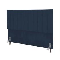 Cabeceira Estofada Cama Box King 195 Cm Lídia Suede E Frame tonalidade em azul Marinho Cabeceira Estofada Cama Box King 195 Cm Lídia Suede E Frame tonalidade em azul Marinho