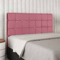 Cabeceira Estofada Cama Box Quarto Casal 140 cm Suede Rosa com Capitonê Strass - Bela Móveis