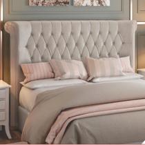 Cabeceira Estofada Cama Box Queen 1,60 Miraggio para Quarto em Linho Cinza Larbelle