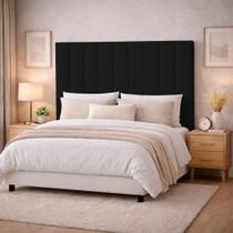 Cabeceira Estofada Cama Box Queen 1,60m Capri material sintético Preto Cabeceira Estofada Cama Box Queen 1,60m Capri material sintético Preto