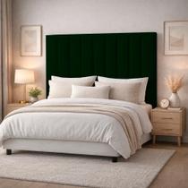 Cabeceira Estofada Cama Box Queen 1,60m Capri Suede Verde