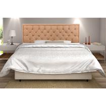 Cabeceira Estofada Cama Box Queen Linho Ocre Montreal 1,95m