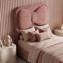 Cabeceira Estofada Cama Box Solteirão Infantil Juvenil Laço 100cm Orgânica Bouclê Rosê - Desk Design