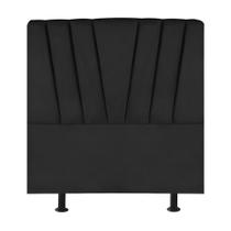 Cabeceira Estofada Cama Box Solteiro 100 Cm Malu Suede Preto