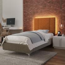 Cabeceira Estofada Cama Box Solteiro com LED Splend 90 cm