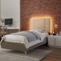 Cabeceira Estofada Cama Box Solteiro com LED Star 90 cm