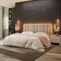 Cabeceira Estofada Cama Casal King Size LED Moderna 200 cm