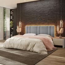 Cabeceira Estofada Cama Casal King Size LED Splend 200 cm
