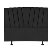 Cabeceira Estofada Cama Casal Queen Size 160 Cm Malu Suede Preto